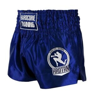 Hardcore Training Muay Thai Shorts Mens Medium Royal Blue Satin Kickboxing MMA